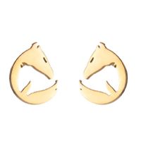 Simple Style Penguin Cat Octopus Stainless Steel Plating Hollow Out Ear Studs 1 Pair sku image 19