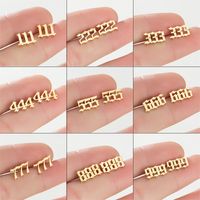 Simple Style Number Stainless Steel Plating Hollow Out Ear Studs 1 Pair main image 1