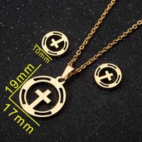 Fashion Moon Coconut Tree Fish Bone Stainless Steel Plating Hollow Out Earrings Necklace 1 Set main image 4