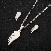 Fashion Moon Coconut Tree Fish Bone Stainless Steel Plating Hollow Out Earrings Necklace 1 Set sku image 6