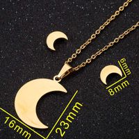 Fashion Moon Coconut Tree Fish Bone Stainless Steel Plating Hollow Out Earrings Necklace 1 Set sku image 11