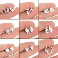 Simple Style Spider Web Butterfly Notes Stainless Steel Plating Hollow Out Ear Studs 1 Pair main image 1