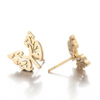 Simple Style Spider Web Butterfly Notes Stainless Steel Plating Hollow Out Ear Studs 1 Pair main image 6