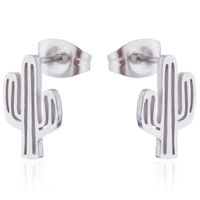 Simple Style Cactus Rabbit Stainless Steel Plating Hollow Out Ear Studs 1 Pair sku image 1