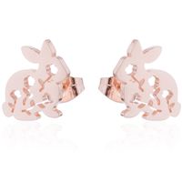 Simple Style Cactus Rabbit Stainless Steel Plating Hollow Out Ear Studs 1 Pair sku image 13