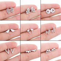 Simple Style Cactus Rabbit Stainless Steel Plating Hollow Out Ear Studs 1 Pair main image 1