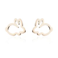 Simple Style Letter Cat Elephant Stainless Steel Plating Hollow Out Ear Studs 1 Pair sku image 25