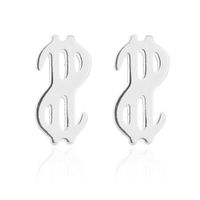 Simple Style Letter Cat Elephant Stainless Steel Plating Hollow Out Ear Studs 1 Pair sku image 8