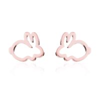 Simple Style Letter Cat Elephant Stainless Steel Plating Hollow Out Ear Studs 1 Pair sku image 26