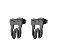 1 Paire Mode Dents Acier Inoxydable Placage Boucles D'oreilles sku image 2