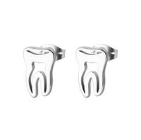 1 Paire Mode Dents Acier Inoxydable Placage Boucles D'oreilles sku image 1