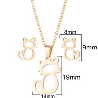 Fashion Cat Stainless Steel Plating Hollow Out Jewelry Set 2 Pieces main image 4