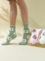 Women's Sweet Flower Coral Fleece Ankle Socks 1 Set main image 5