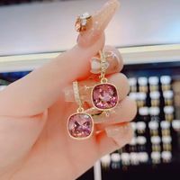 Simple Style Square Alloy Plating Inlay Crystal Women's Drop Earrings 1 Pair main image 5