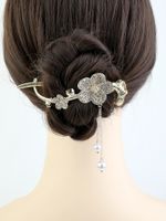 Elegant Flower Imitation Pearl Alloy Rhinestone Tassel Hair Clip 1 Piece sku image 1