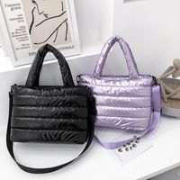 Mittel Nylon Einfarbig Mode Gesteppt Quadrat Reißverschluss Handtasche Umhängetasche Quadratische Tasche main image 2