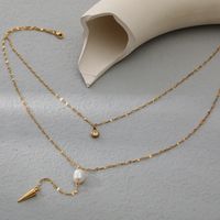 Simple Style Geometric Stainless Steel Gold Plated Artificial Pearls Layered Necklaces 1 Piece main image 4