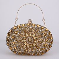 Red Green Blue Pu Leather Polyester Flower Rhinestone Oval Evening Bags sku image 5