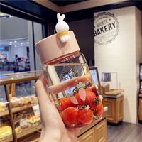 Creative Fresh Forest Bunny Glass Female Student Portable Cute Water Cup Nihaojewelry Wholesale sku image 3