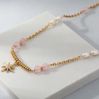 Simple Style Star Stainless Steel Gold Plated Pearl Zircon Pendant Necklace 1 Piece main image 4