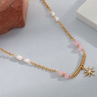 Simple Style Star Stainless Steel Gold Plated Pearl Zircon Pendant Necklace 1 Piece main image 5