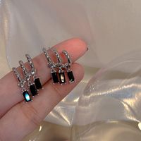 1 Pair Simple Style Square Layered Alloy Rhinestones Drop Earrings main image 3