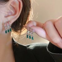 1 Pair Simple Style Square Layered Alloy Rhinestones Drop Earrings sku image 2