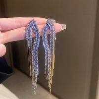 1 Pair Fashion Tassel Inlay Metal Rhinestones Drop Earrings sku image 8