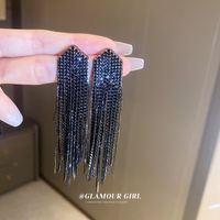 1 Pair Fashion Tassel Inlay Metal Rhinestones Drop Earrings sku image 3