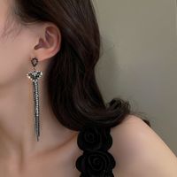 1 Pair Fashion Tassel Inlay Metal Rhinestones Drop Earrings main image 5