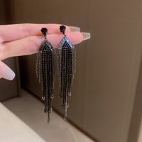 1 Pair Fashion Tassel Inlay Metal Rhinestones Drop Earrings sku image 6