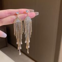 1 Pair Fashion Tassel Inlay Metal Rhinestones Drop Earrings sku image 5