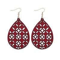 Retro Water Droplets Solid Color Wood Hollow Out Women's Drop Earrings 1 Pair main image 5