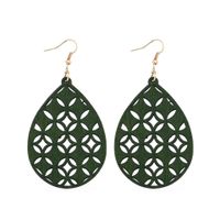 Retro Water Droplets Solid Color Wood Hollow Out Women's Drop Earrings 1 Pair main image 4
