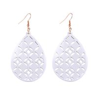 Retro Water Droplets Solid Color Wood Hollow Out Women's Drop Earrings 1 Pair sku image 1