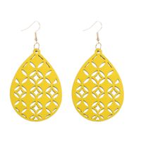 Retro Water Droplets Solid Color Wood Hollow Out Women's Drop Earrings 1 Pair sku image 2
