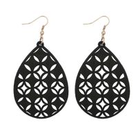Retro Water Droplets Solid Color Wood Hollow Out Women's Drop Earrings 1 Pair sku image 6