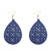 Retro Water Droplets Solid Color Wood Hollow Out Women's Drop Earrings 1 Pair sku image 9