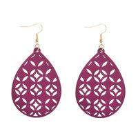 Retro Water Droplets Solid Color Wood Hollow Out Women's Drop Earrings 1 Pair sku image 4