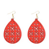 Retro Water Droplets Solid Color Wood Hollow Out Women's Drop Earrings 1 Pair sku image 3