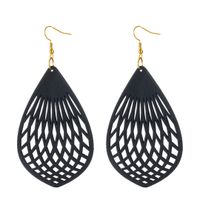 Novelty Water Droplets Wood Hollow Out Women's Drop Earrings 1 Pair sku image 2