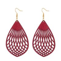 Novelty Water Droplets Wood Hollow Out Women's Drop Earrings 1 Pair sku image 4
