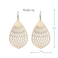 Novelty Water Droplets Wood Hollow Out Women's Drop Earrings 1 Pair main image 3