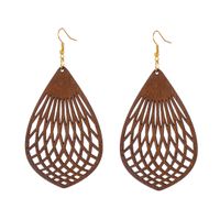 Novelty Water Droplets Wood Hollow Out Women's Drop Earrings 1 Pair sku image 3