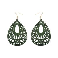 Retro Water Droplets Wood Hollow Out Women's Drop Earrings 1 Pair main image 1