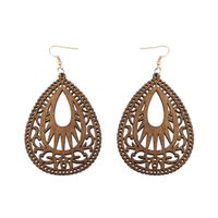 Retro Water Droplets Wood Hollow Out Women's Drop Earrings 1 Pair main image 5