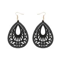 Retro Water Droplets Wood Hollow Out Women's Drop Earrings 1 Pair main image 4