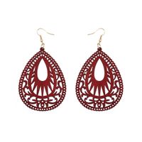 Retro Water Droplets Wood Hollow Out Women's Drop Earrings 1 Pair main image 2
