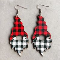 Retro Christmas Tree Plaid Leopard Wood Women's Drop Earrings 1 Pair sku image 1