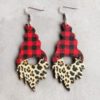 Retro Christmas Tree Plaid Leopard Wood Women's Drop Earrings 1 Pair sku image 2